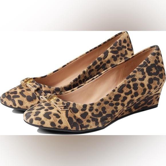 COLE HAAN MALTA WEDGE LEOPARD SUEDE SHOES 10.5 - Picture 1 of 9